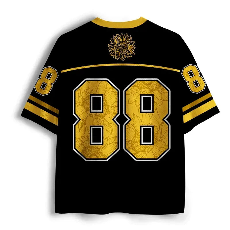 Kyoto-Lion Black Cat With Sunflowers Mesh Jersey