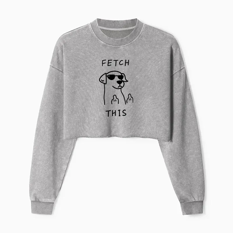 Kyoto-Lion Rebellious Dog Washed Crop Sweatshirt