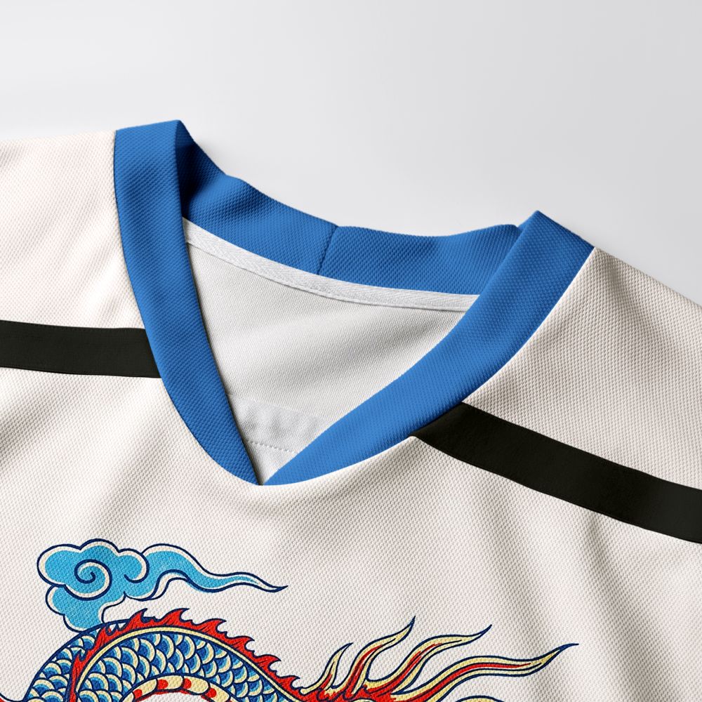 Kyoto-Lion Traditional Oriental Dragon Cloud Long-Sleeve Hockey Jersey