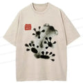 Kyoto-Lion Ink Painting Frog Washed T-Shirt