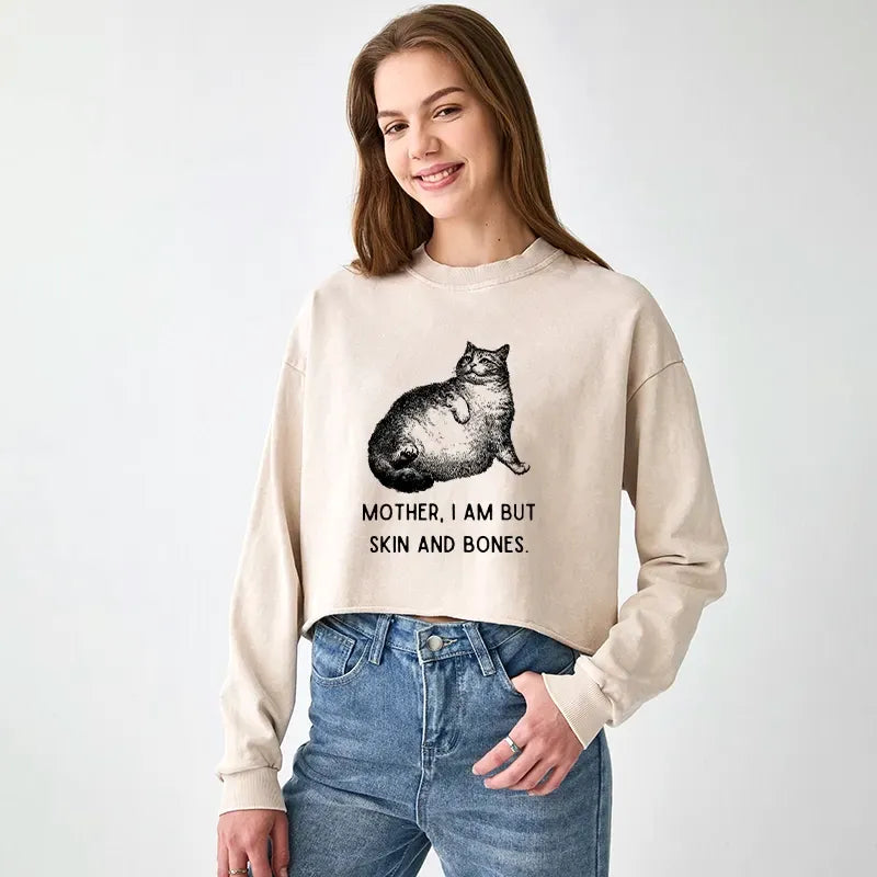 washed cat crop sweatshirt on sale
