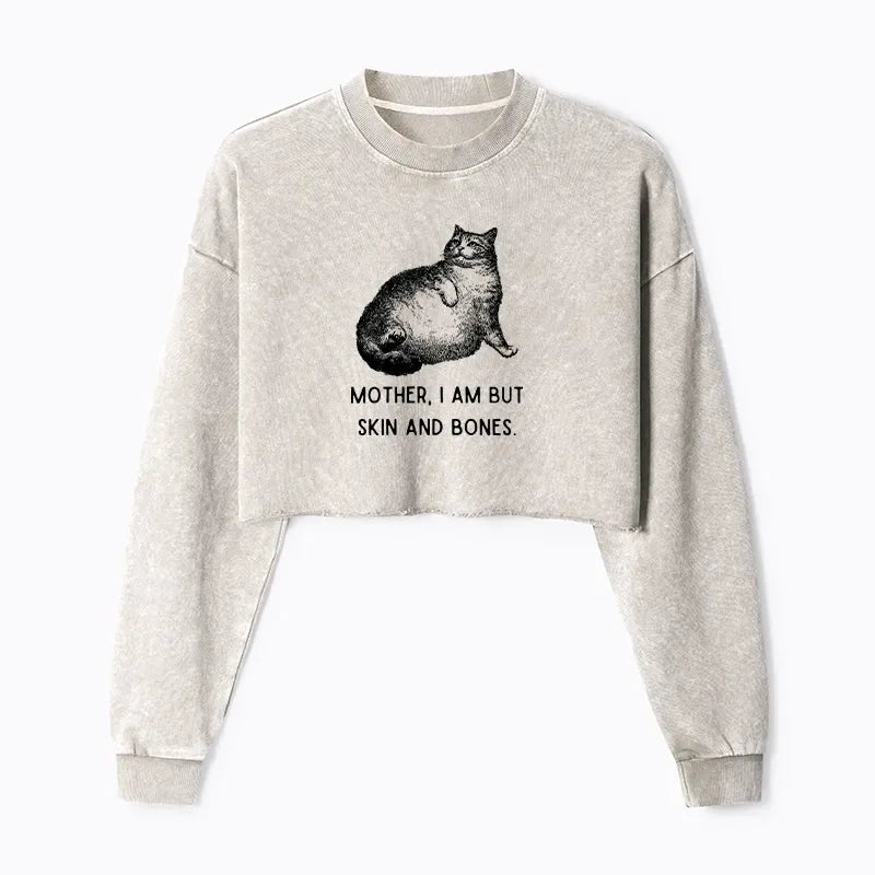 washed cat crop sweatshirt on sale
