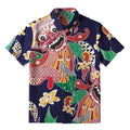 Japanese Demon Mask Button-up Shirt for Streetwear