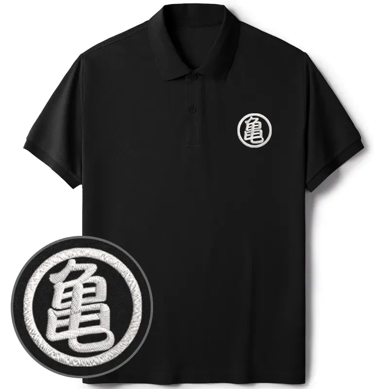 Kyoto-Lion Kame Janpanese Kanji Embroidered Polo T-Shirt