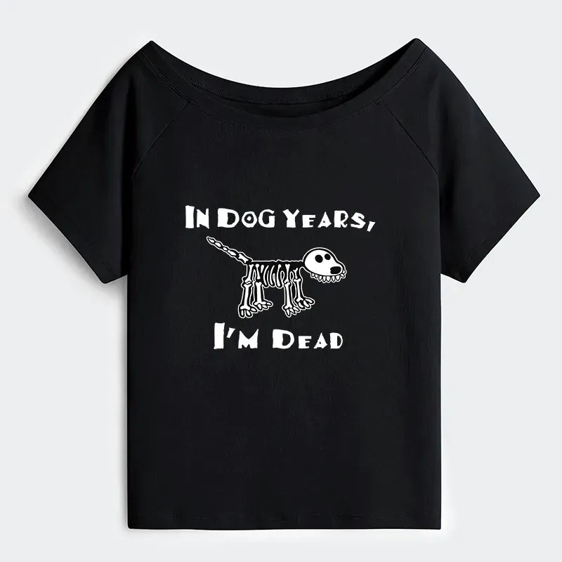 Kyoto-Lion Funny Meme Old Dog Dead In Dog Years Vibe Off Shoulder T-Shirt