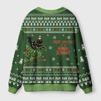 Kyoto-Lion Funny Cat: Merry Christmas To My Human Servant Ugly Cardigan Sweater