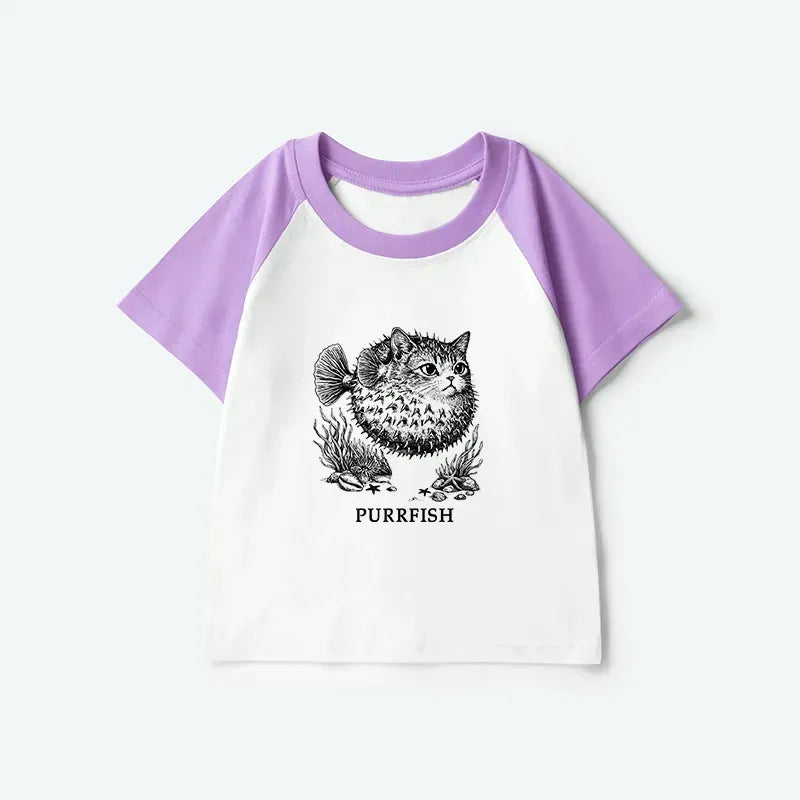 Free Shipping Kids Raglan T-shirt with Cat