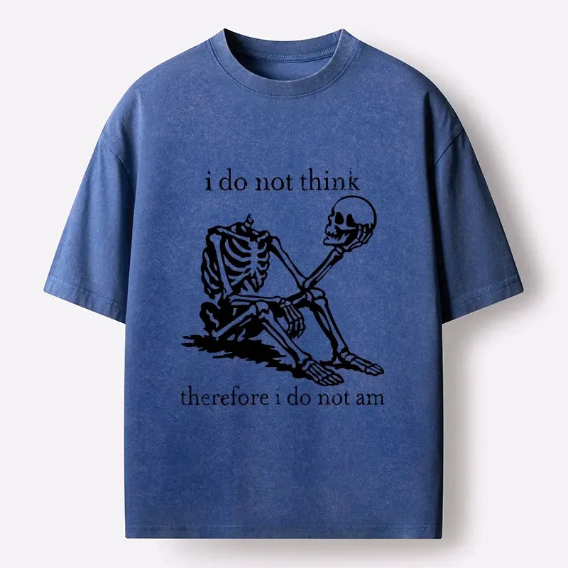 Kyoto-Lion Philosophical Skeleton Meme Washed T-Shirt