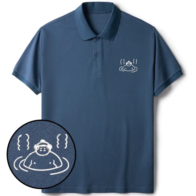 Kyoto-Lion Sumo In Hot Springs Embroidered Polo T-Shirt