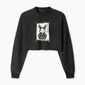 Kyoto-Lion Woodcut Bunny Washed Crop Sweatshirt