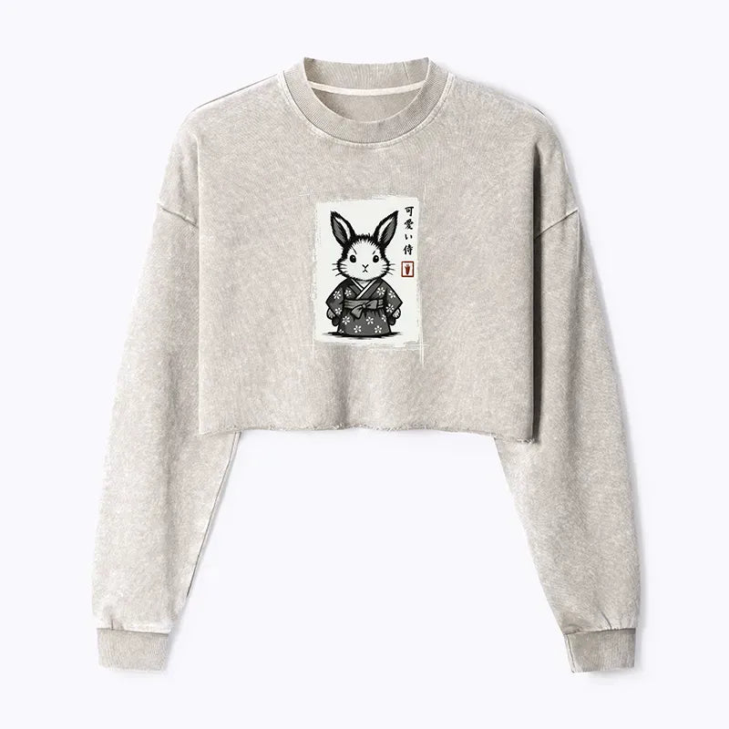 Washed crop sweatshirt for women