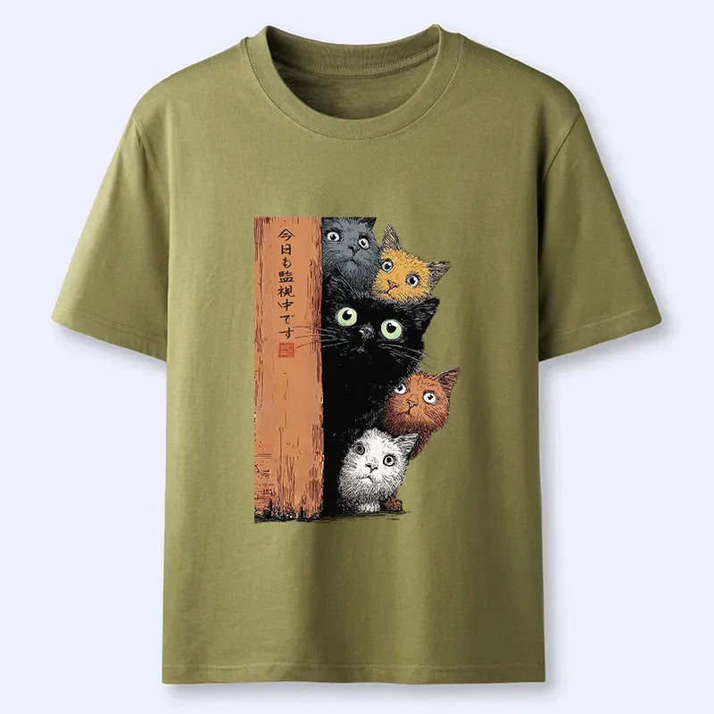 Vintage Ukiyo-e Cat Tee for Summer