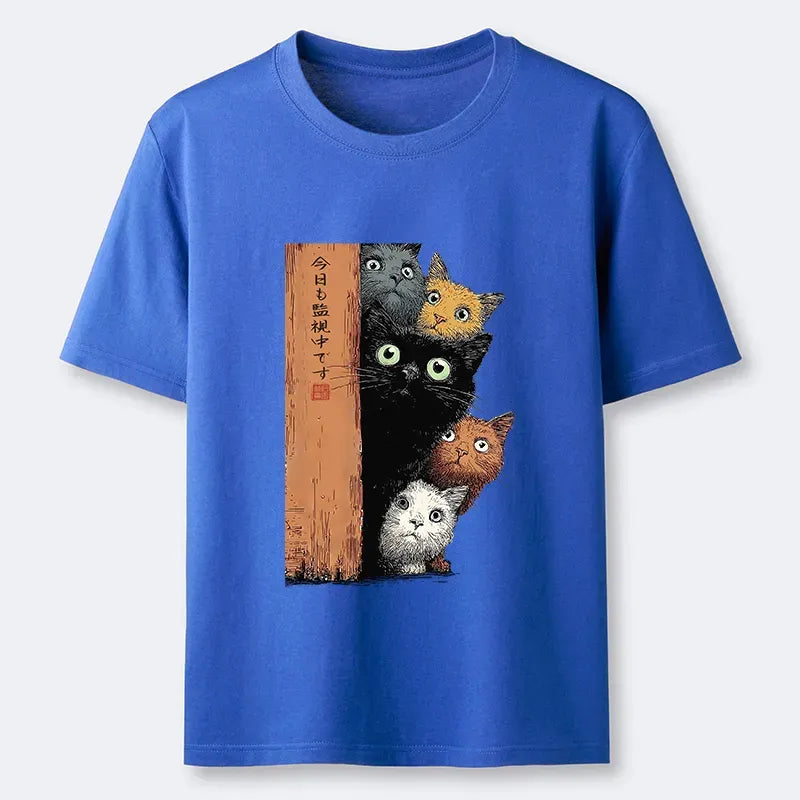 Japanese Classic T-Shirt with Five Cats