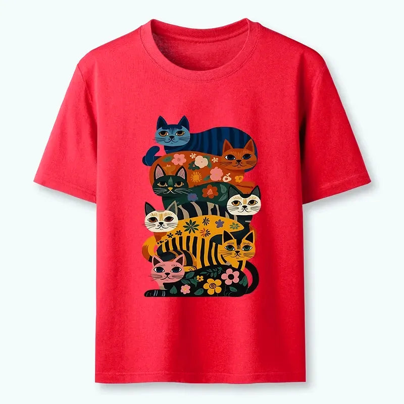 Classic stacked cats shirt for streetwear