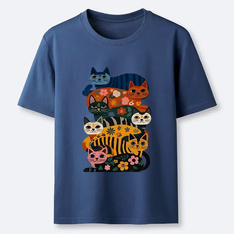 Classic stacked cats shirt for streetwear
