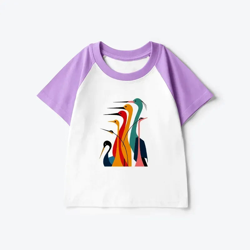 Kids Japanese Crane T-shirt for Spring