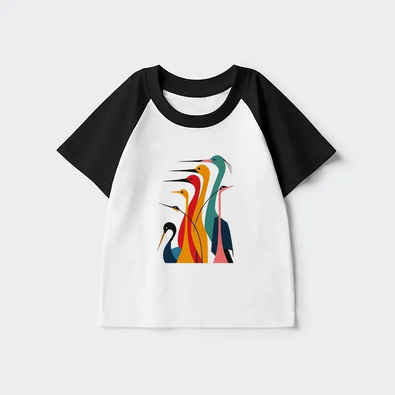 Kids Japanese Cranes Raglan T-shirt