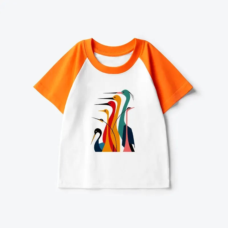 Kyoto-Lion Various Types Of Cranes Kids Raglan T-shirt
