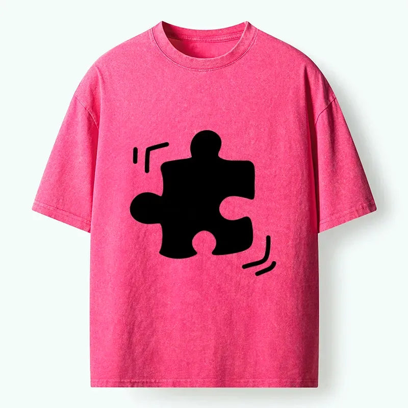 Kyoto-Lion Black Puzzle Piece Washed T-Shirt