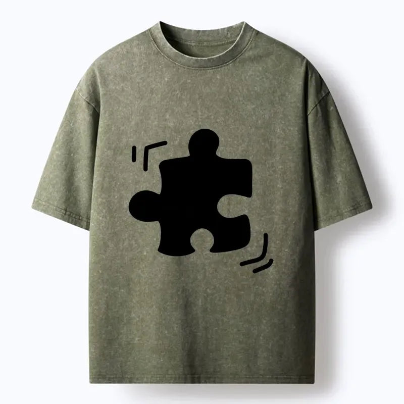 Kyoto-Lion Black Puzzle Piece Washed T-Shirt