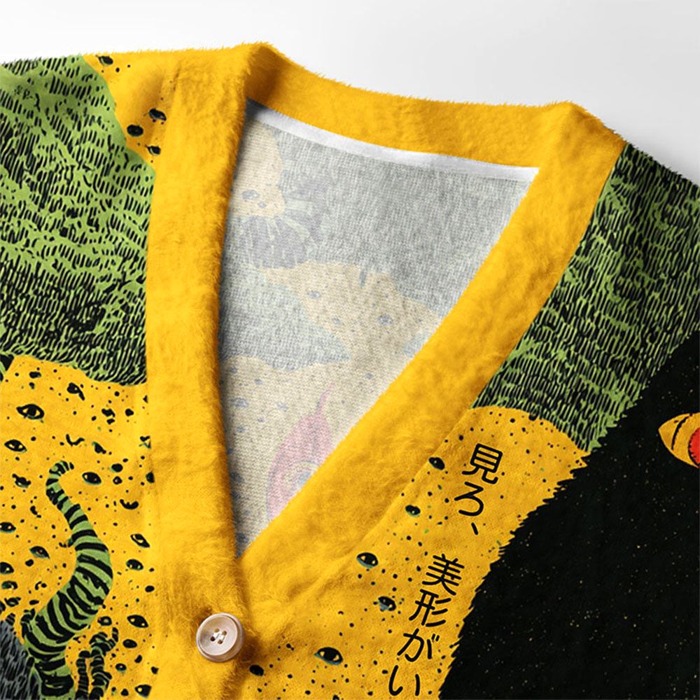 Kyoto-Lion Watching From The Shadows Ugly Cardigan Sweater