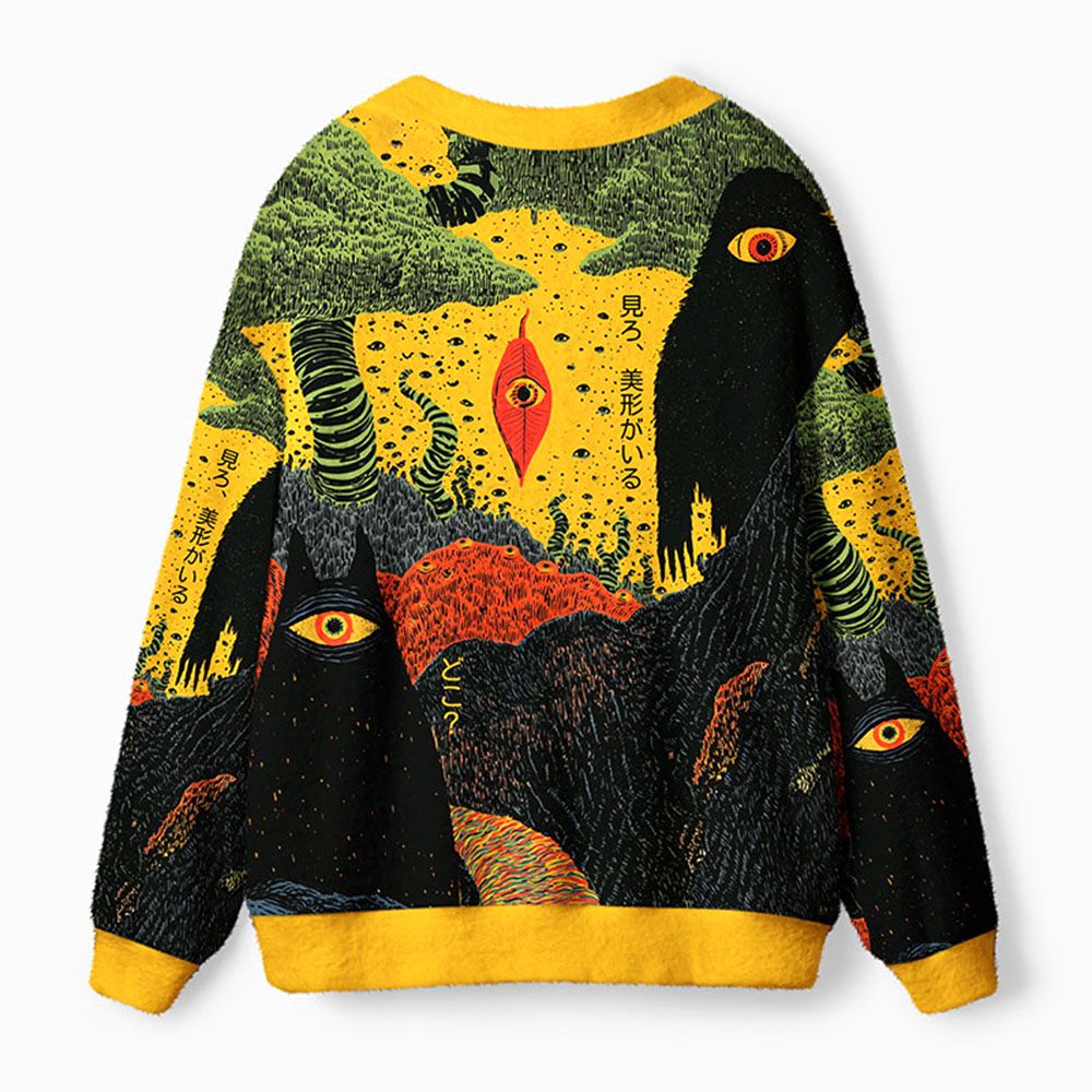 Kyoto-Lion Watching From The Shadows Ugly Cardigan Sweater