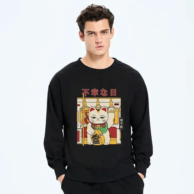 japanese lucky cat sweatshirt for daily wear