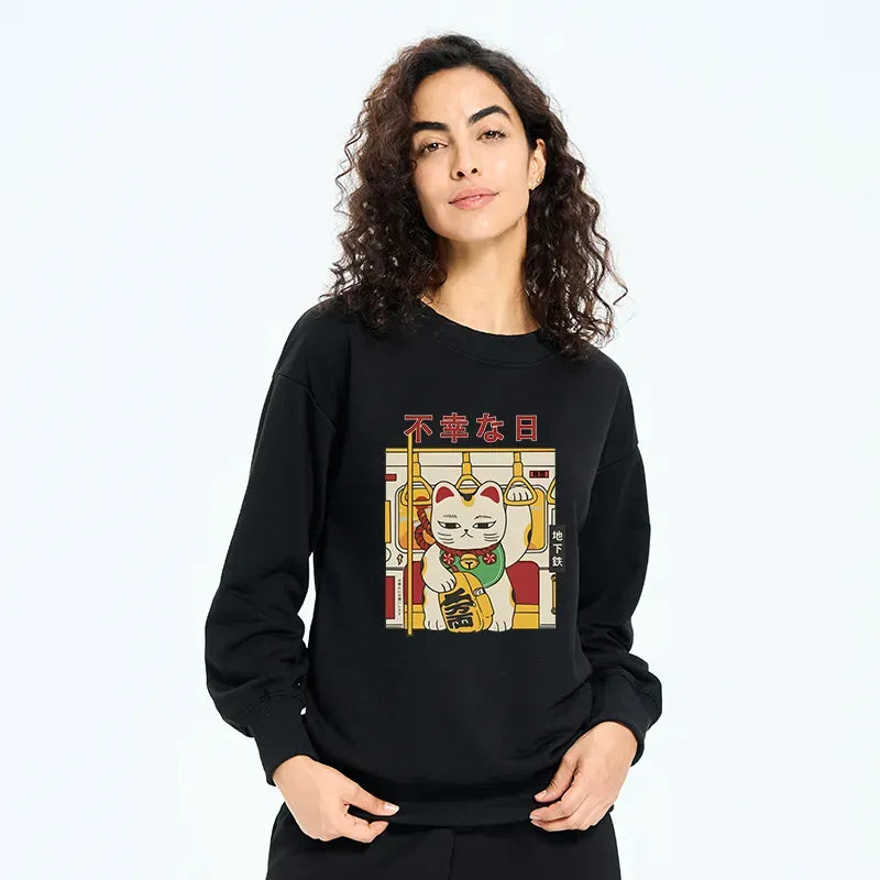 funny lazy cat sweatshirt for lounge
