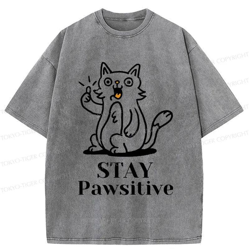 Stay Positive Cat Shirt for Casual
