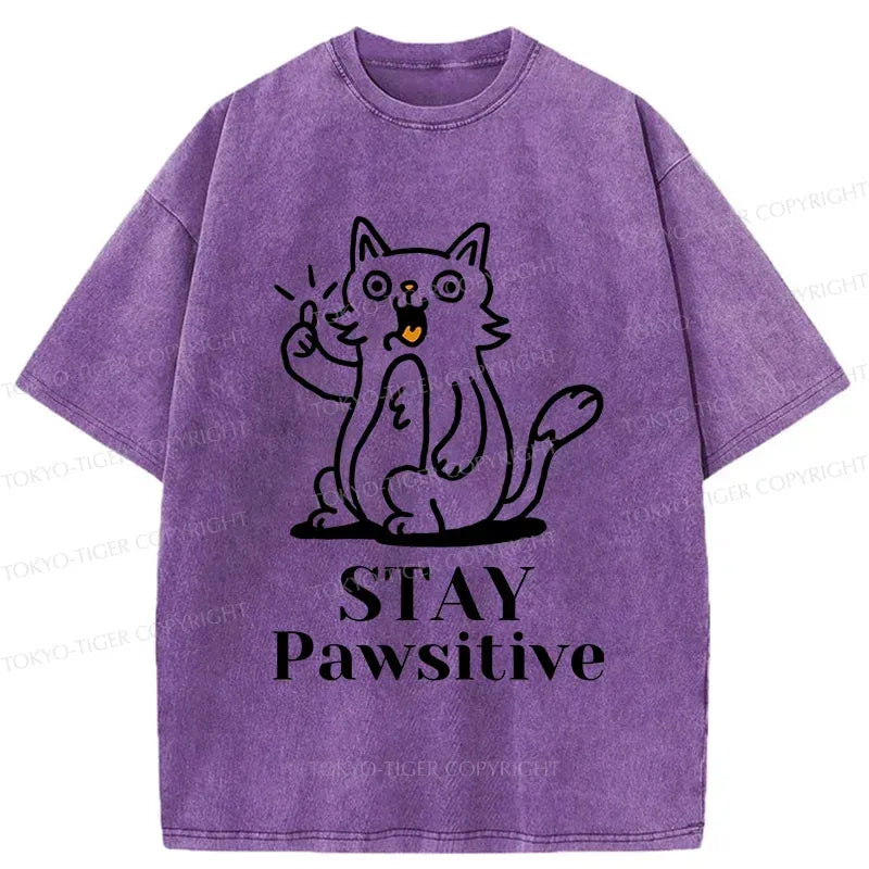 Stay Positive Cat Shirt for Casual