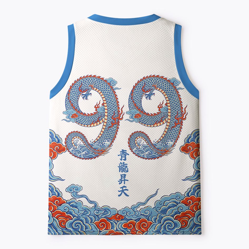 Kyoto-Lion Traditional Oriental Dragon Cloud Mesh Tank Top