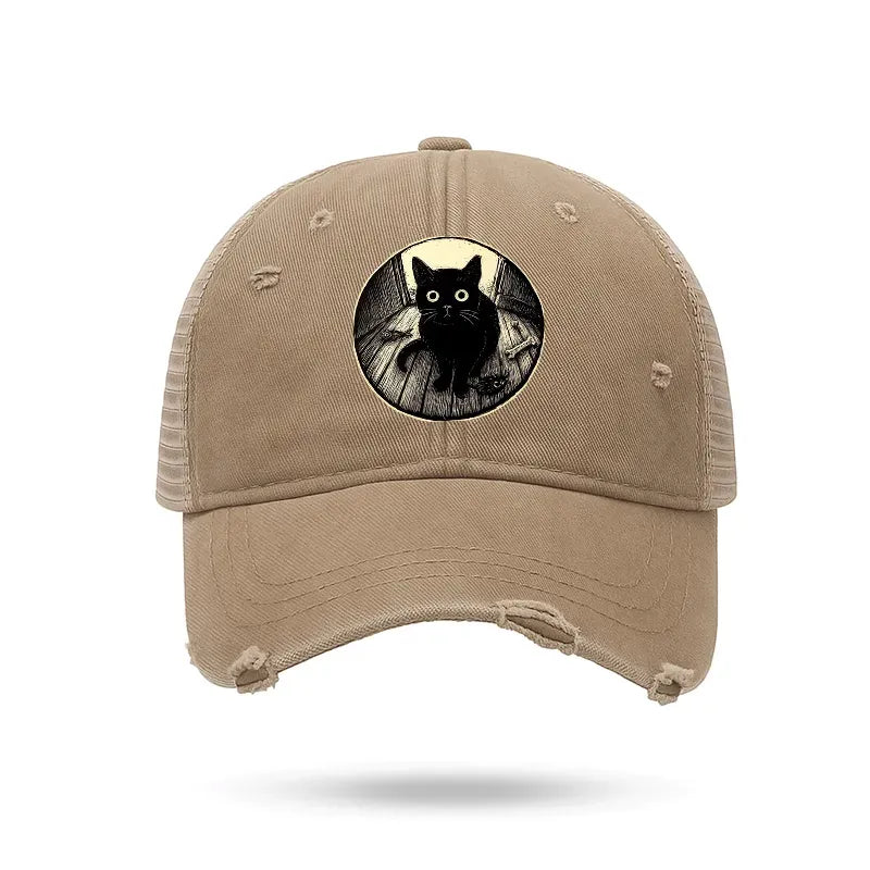 Black Cat Trucker Cap for Daily Wear