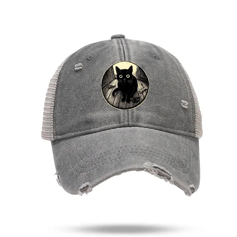 Japanese Vintage Black Cat Trucker Cap