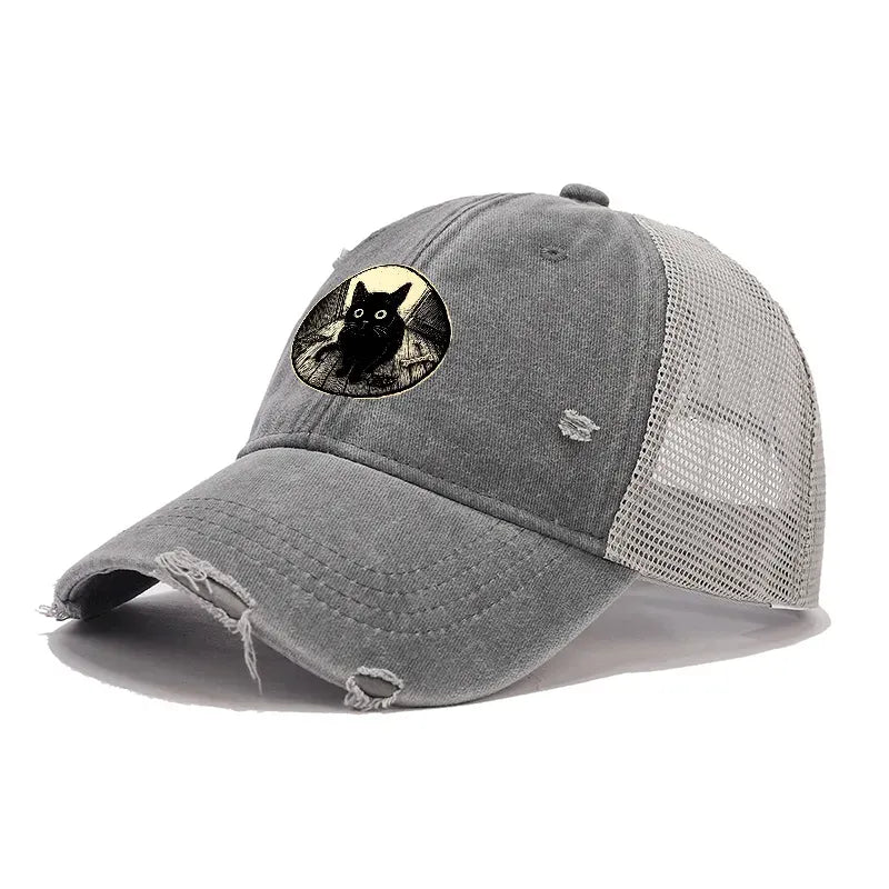 Japanese Vintage Black Cat Trucker Cap