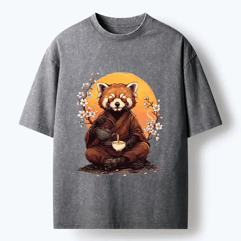 Red Panda Ukiyo-e T-Shirt for Casual Wear