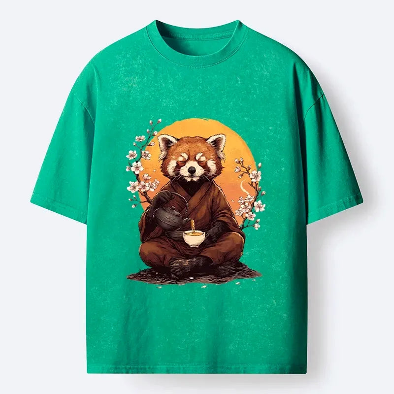 Red Panda Ukiyo-e T-Shirt for Casual Wear