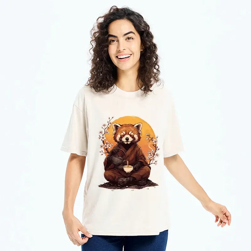 Kyoto-Lion Tea Monk Red Panda Washed T-Shirt