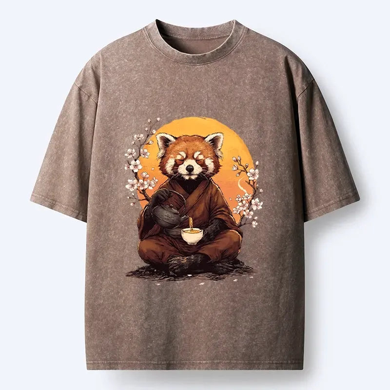 Red Panda Ukiyo-e T-Shirt for Casual Wear