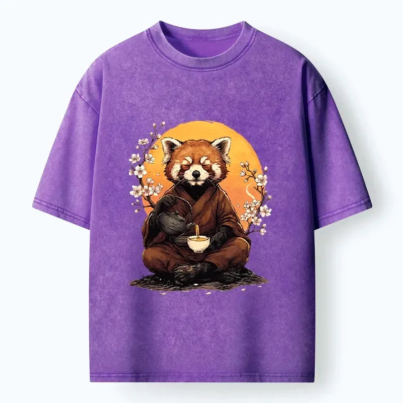Red Panda Ukiyo-e T-Shirt for Casual Wear