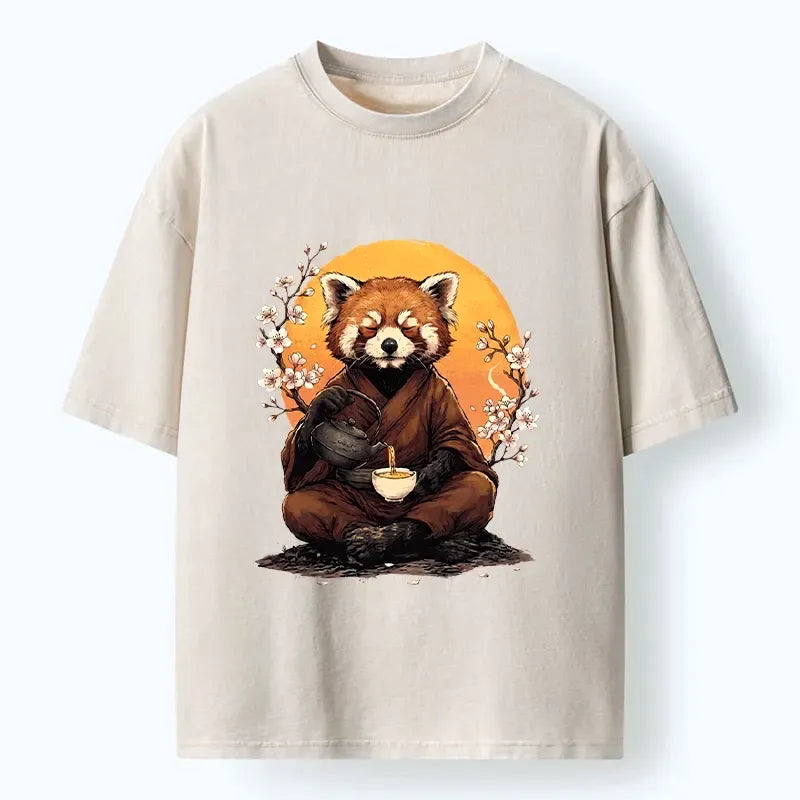 Red Panda Ukiyo-e T-Shirt for Casual Wear