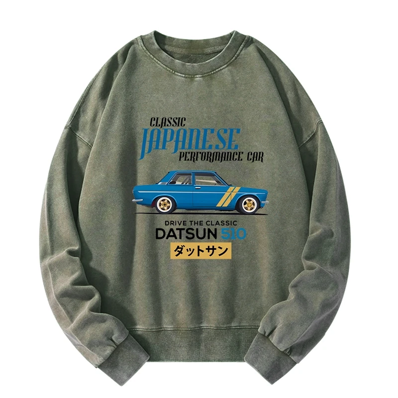 Kyoto-Lion Datsun 510 - Classic Japanese Car Washed Sweatshirt
