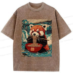 Red Panda Japanese T-Shirt for Ramen Lover