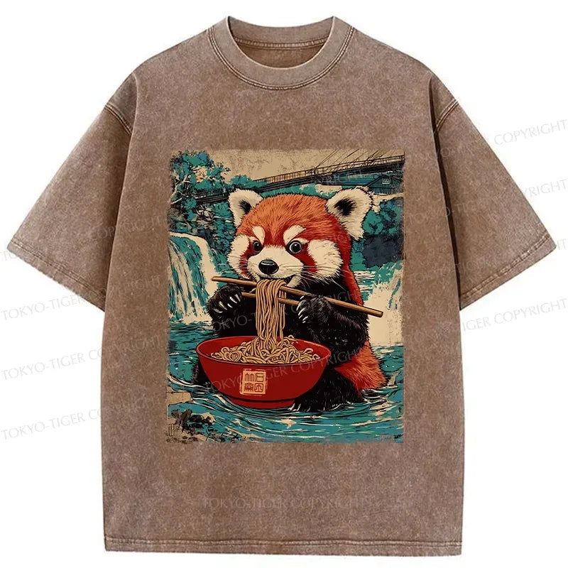 Red Panda Japanese T-Shirt for Ramen Lover