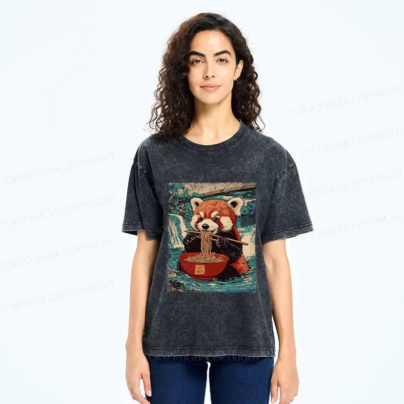 Red Panda Japanese T-Shirt for Ramen Lover