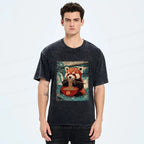 Kyoto-Lion Ramen Lover Red Panda Washed T-Shirt