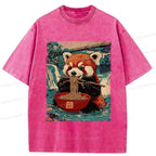 Kyoto-Lion Ramen Lover Red Panda Washed T-Shirt