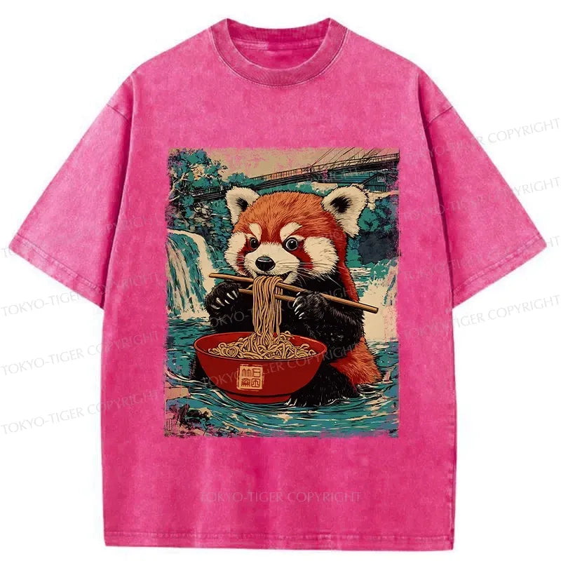 Kyoto-Lion Ramen Lover Red Panda Washed T-Shirt