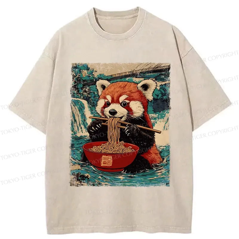 Red Panda Japanese T-Shirt for Ramen Lover