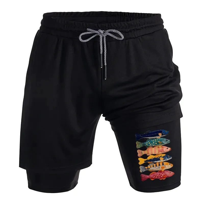 Colorful Fish Art Training Shorts for Summer