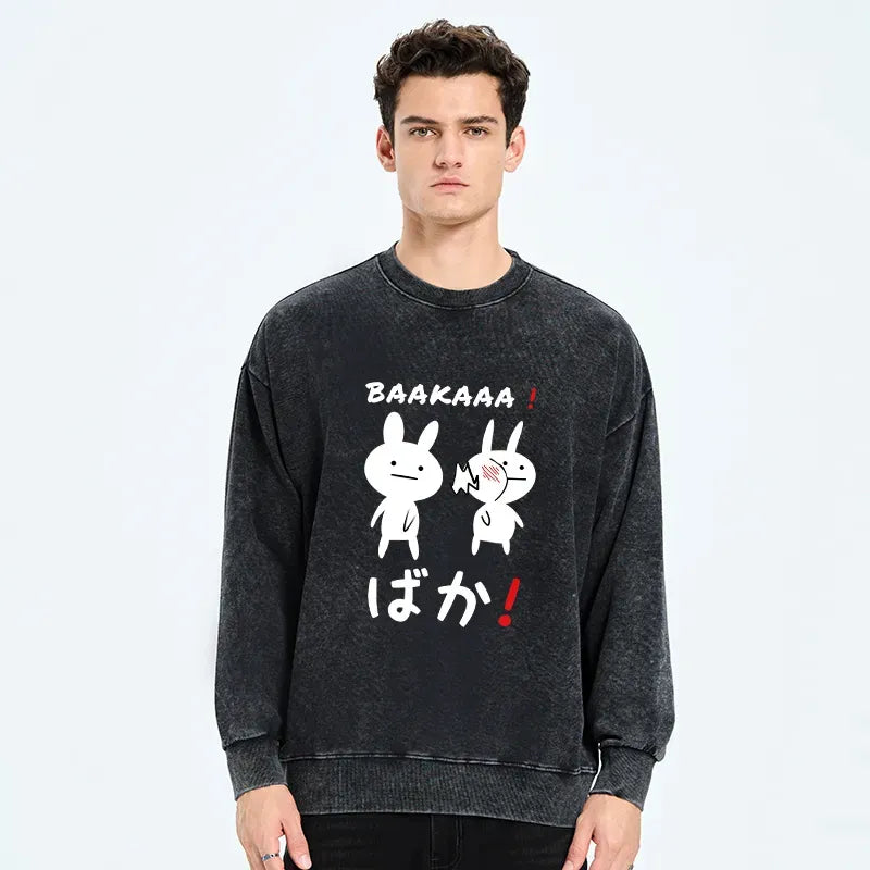 Kyoto-Lion Anime Baka Manga Slap Washed Sweatshirt